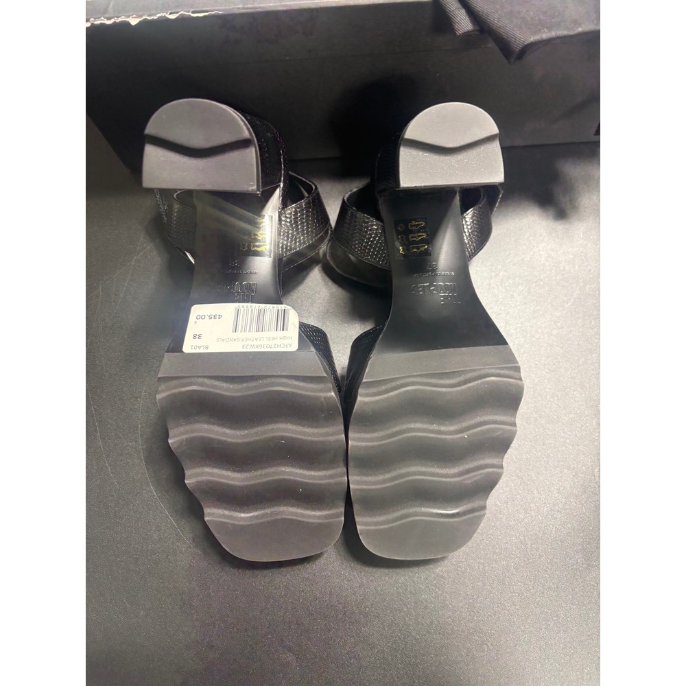 The Kooples NIB Lizard Effect Leather Heel SandalsBlack FR 38/ US 7 MSRP $435 - Picture 6 of 10